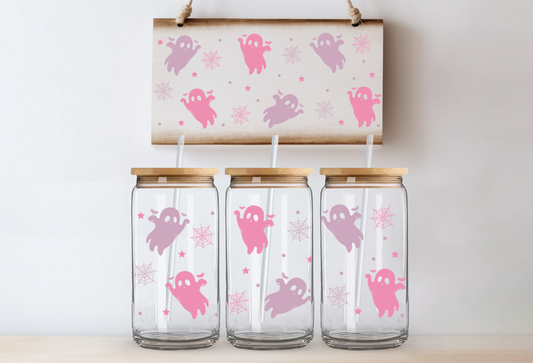 Pink Ghosts & Spiderwebs UVDTF 16oz Cup Wrap