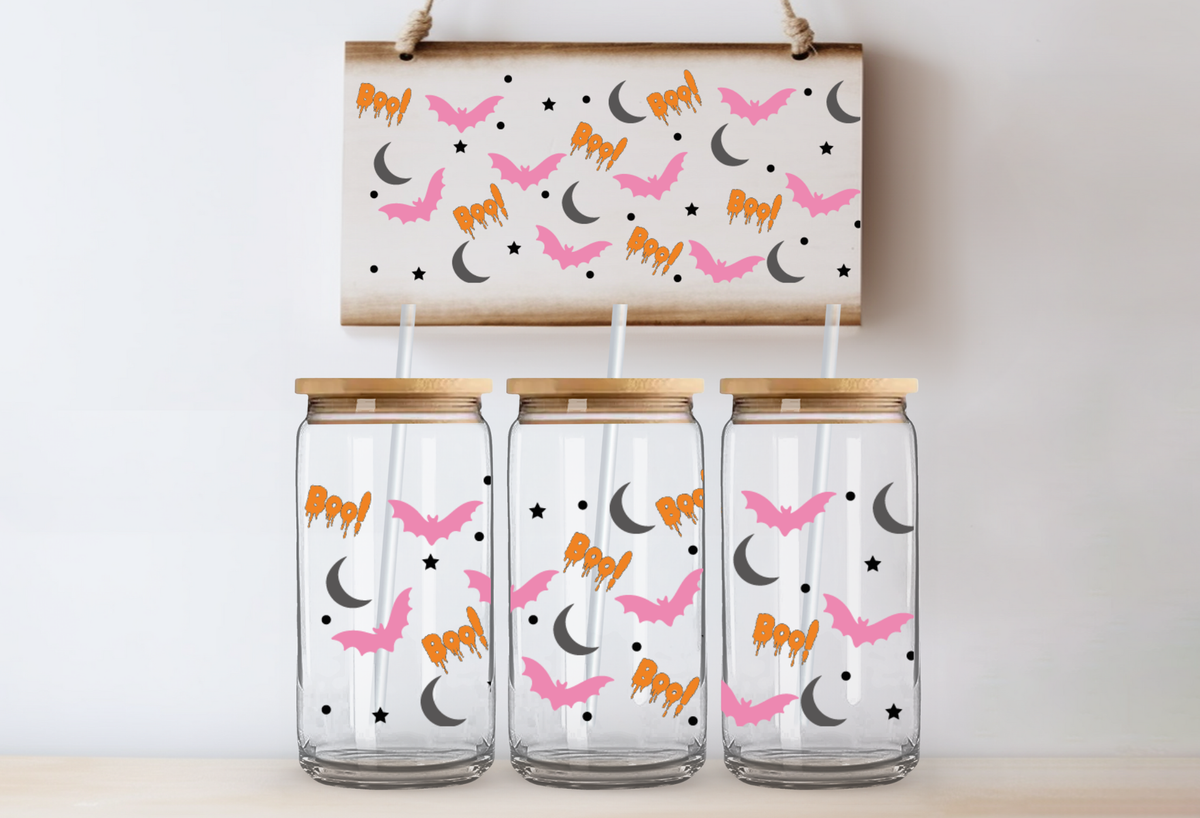 Pink Bats & Boo UVDTF 16oz Cup Wrap