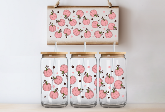 Pink Pumpkin Patch UVDTF 16oz Cup Wrap