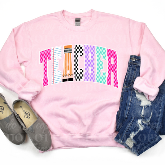 Teacher-colorful Checkered
