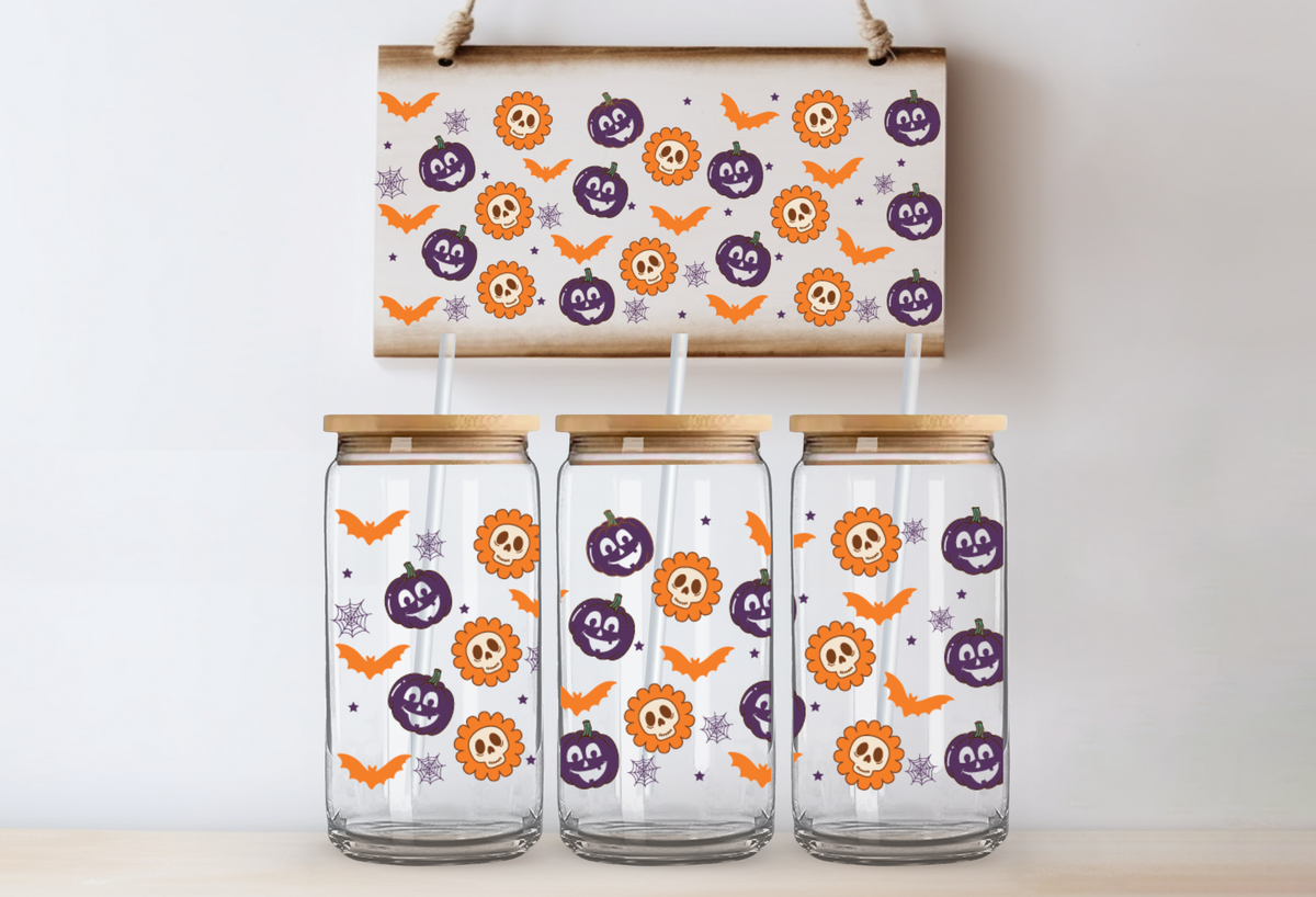 Halloween Smiley Faces UVDTF 16oz Cup Wrap