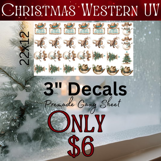 22x12 3" Western Christmas Premade UV