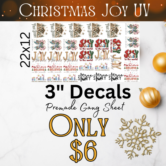 22x12 3" Christmas Joy Premade UV
