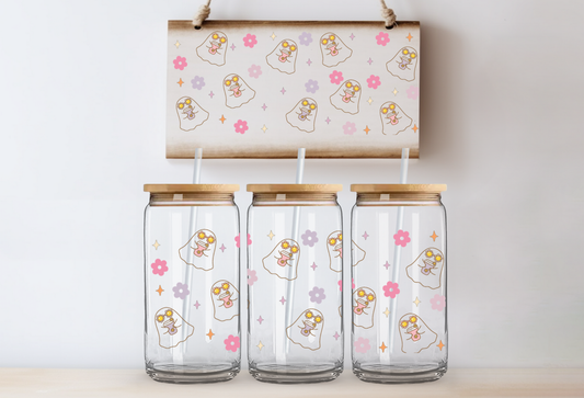 Pink Ghosts & Coffee UVDTF 16oz Cup Wrap
