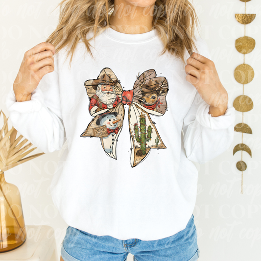 Santa Cactus Cowboy Reindeer bow