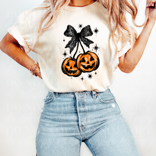 Cherry Pumpkins With Black Bow