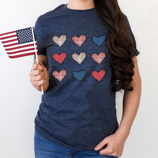 Red White and Blue Hearts