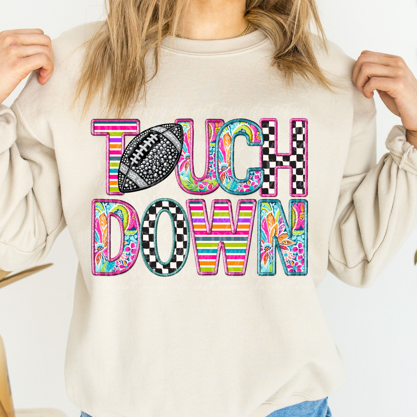 Touchdown Faux Embroidery