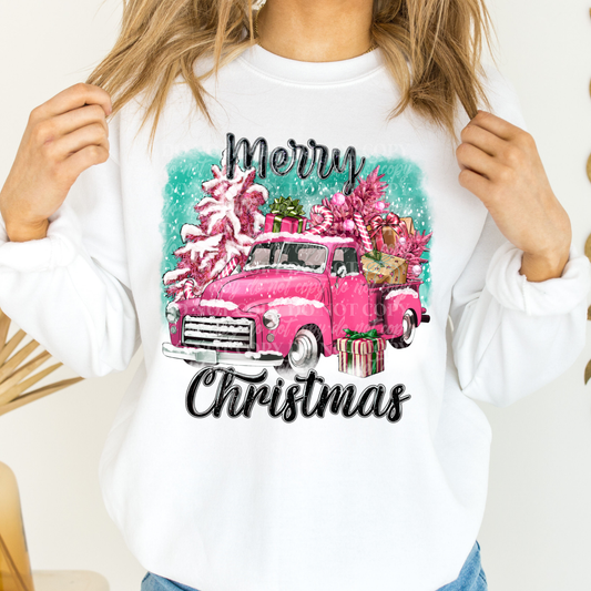 Merry Christmas Old Pink Truck