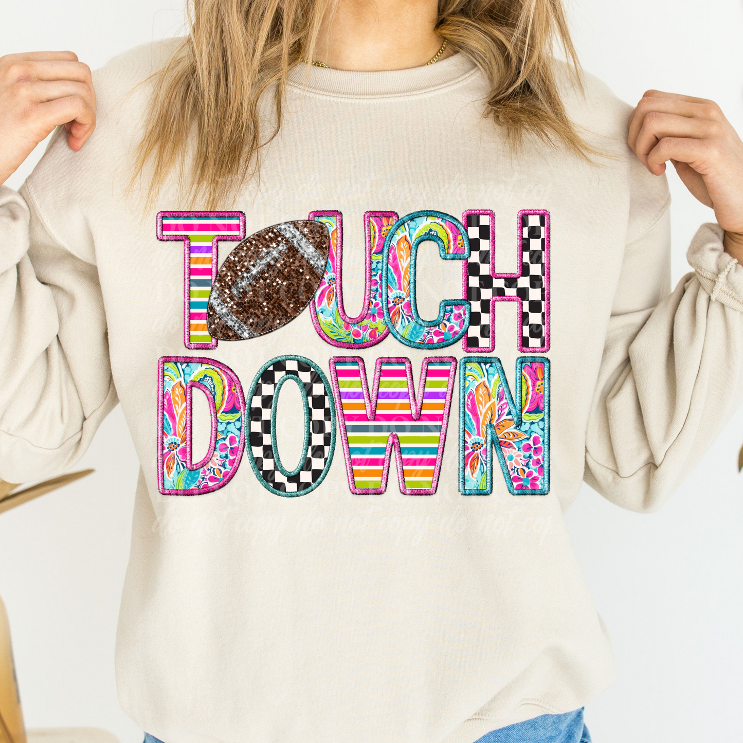 Touchdown Faux Embroidery Colorful