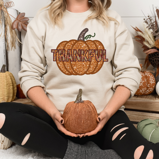 Thankful Faux Glitter Pumpkin