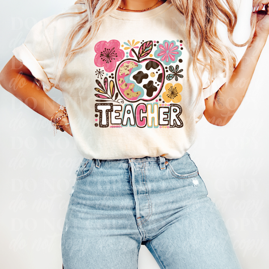 Teacher-cow print apple