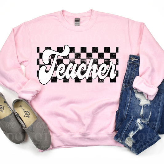 Teacher-B&W Checkered