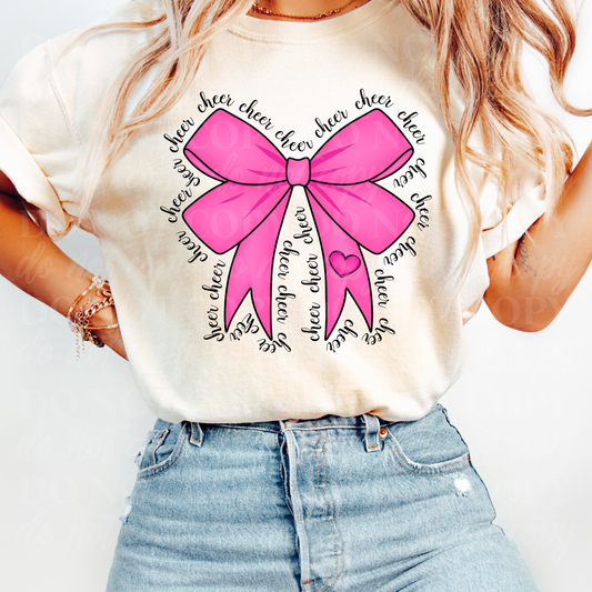 Pink Bow Cheer outline