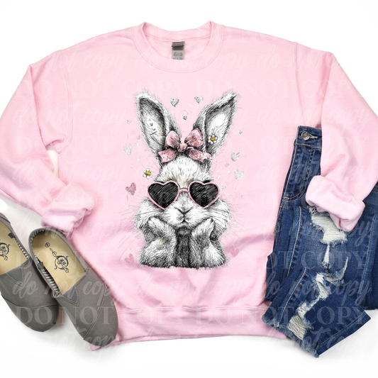White Bunny Pink Heart Glasses