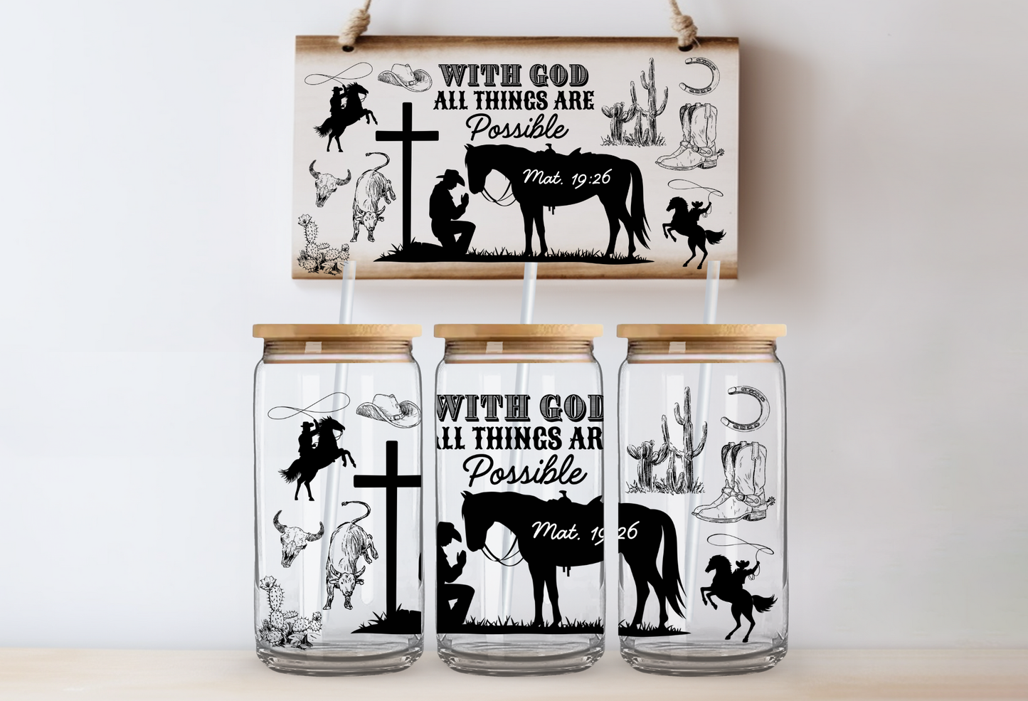UVDTF 16oz CUP WRAP - With God All Things Are Possible