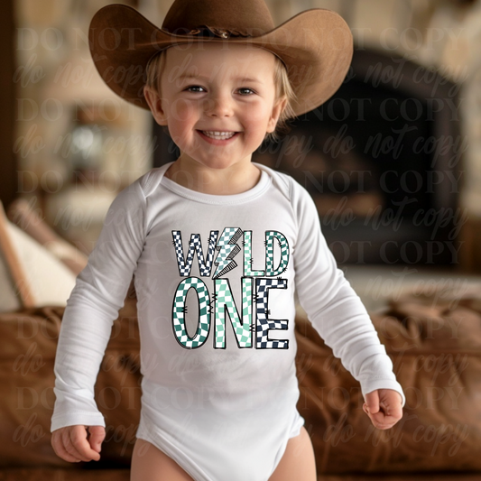 Wild One checkered Lightning bolt