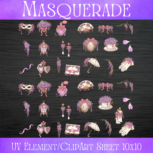 UVDTF 10x10 Element/Clipart Sheet - Masquerade