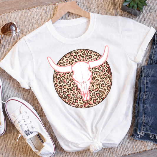 Bull Skull Over Cheetah Print