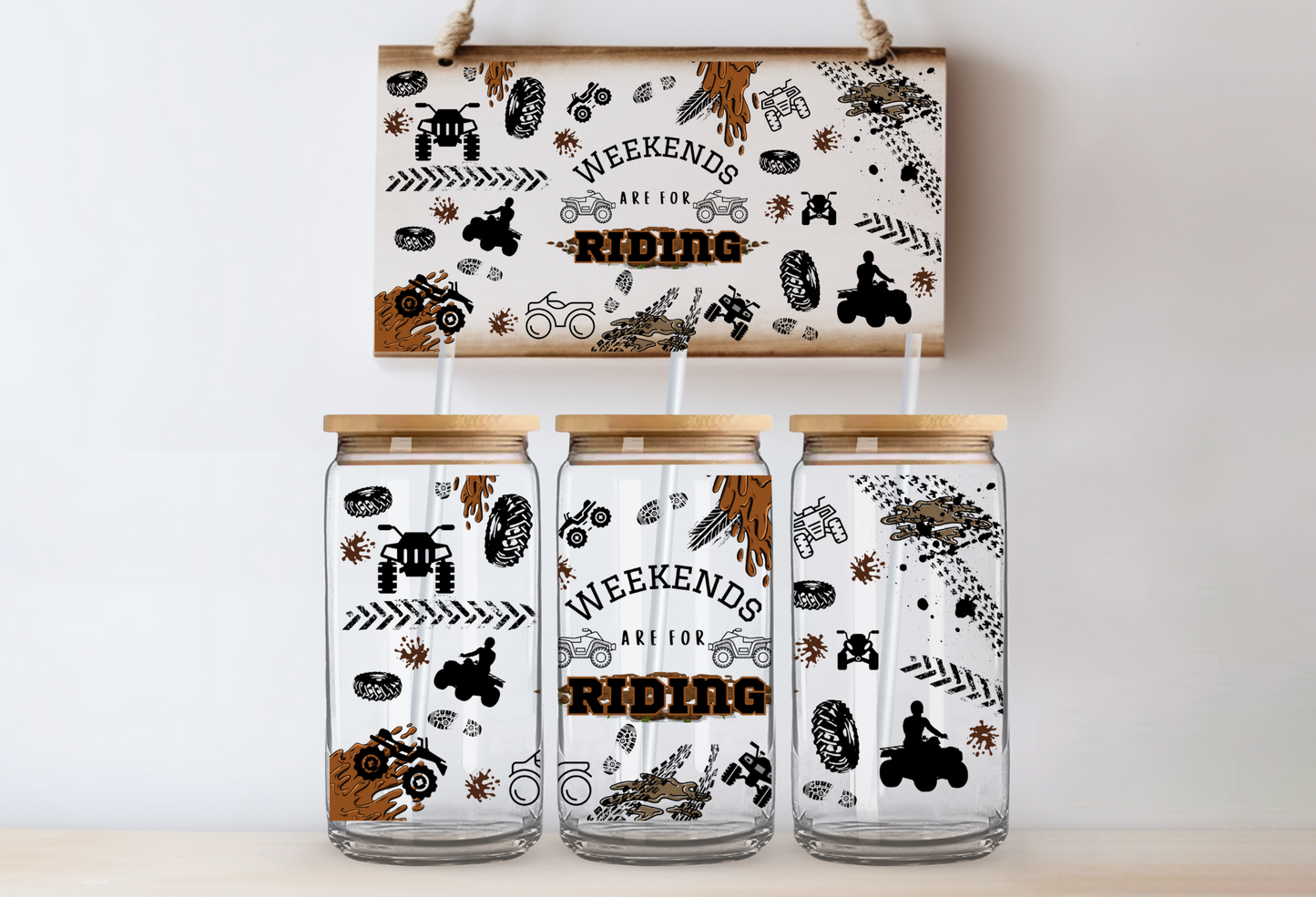 UVDTF 16oz CUP WRAP - Weekends Are For Riding