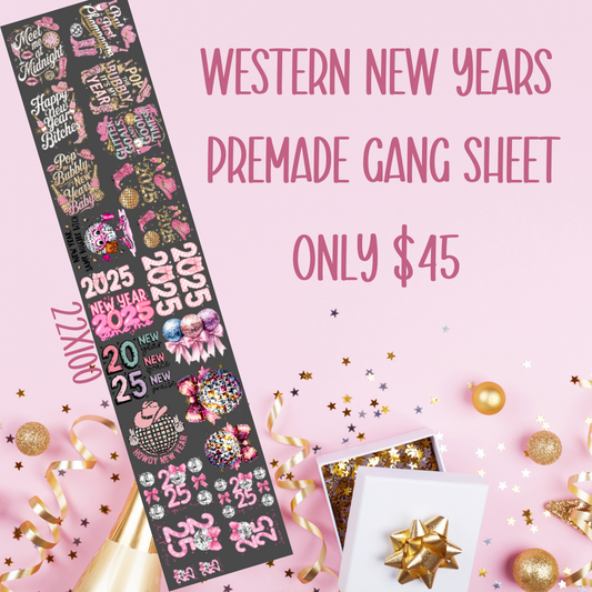 22x100 Western New Years Premade Gang Sheet