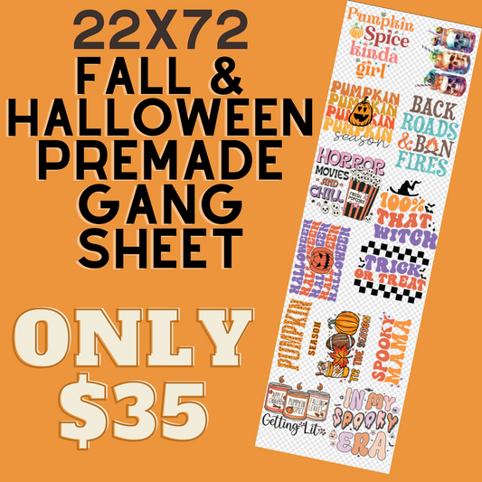 22x72 Halloween & Fall Premade Gang Sheet