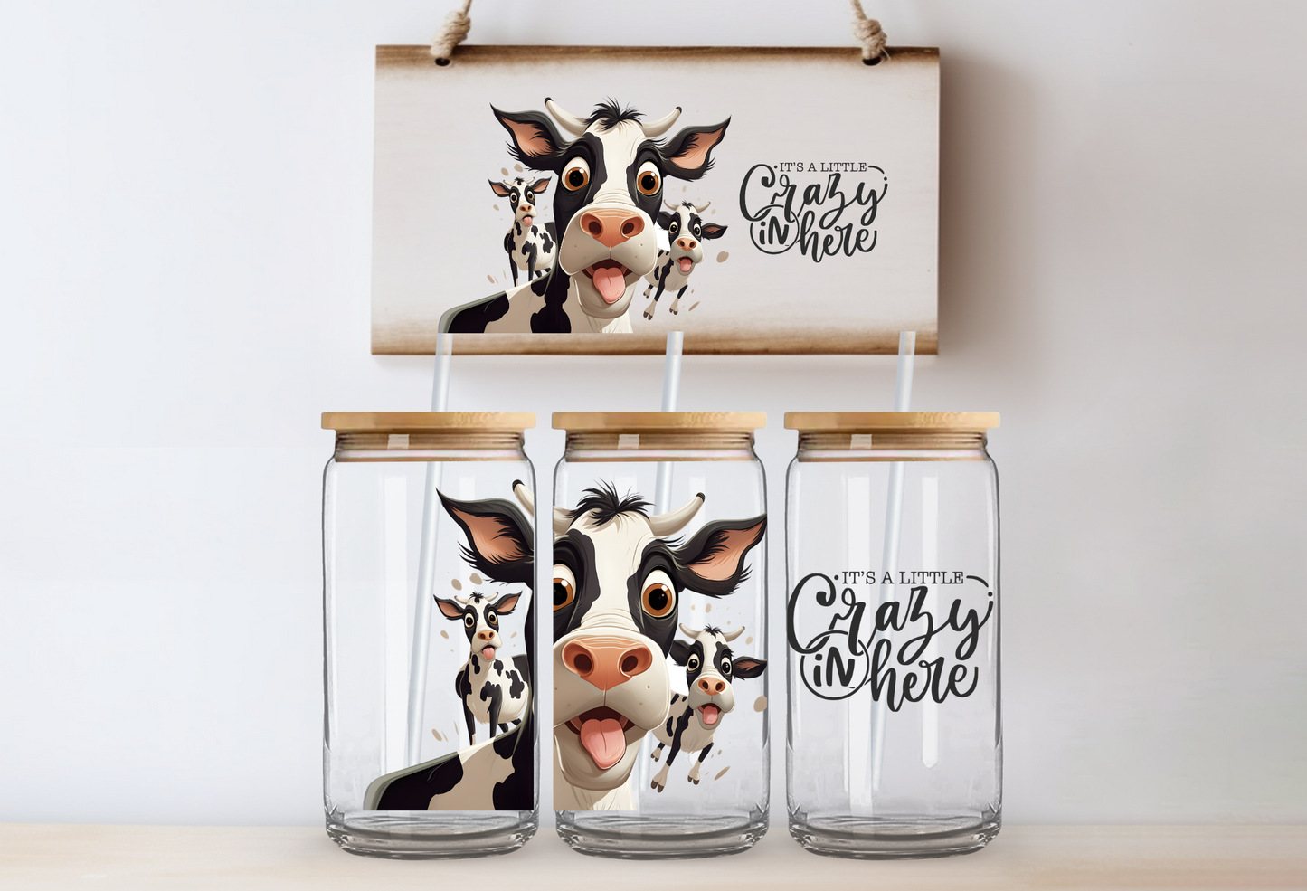 UVDTF 16oz CUP WRAP - Its A Little Crazy In Here Cows