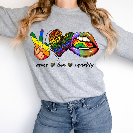 Peace Love Equality- rainbow cheetah heart