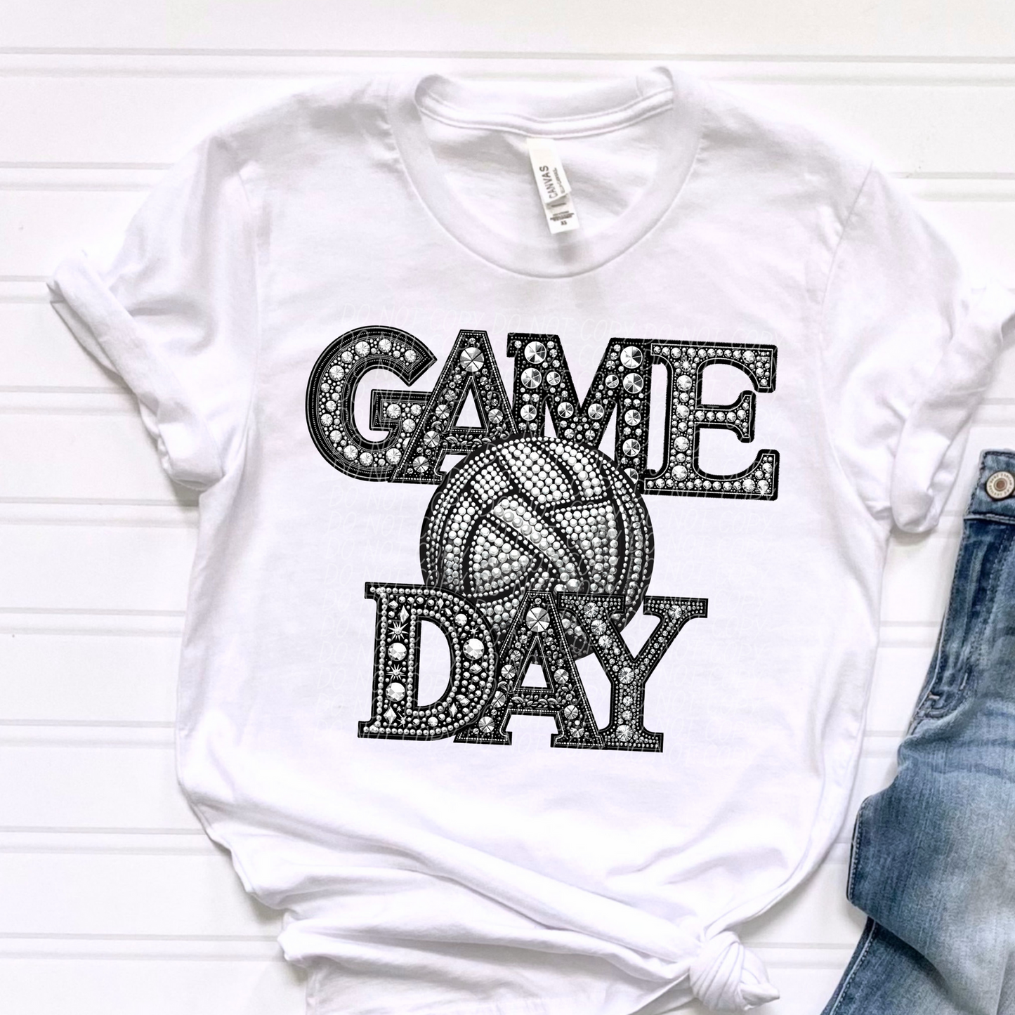 Game Day Rhinestone Volleyball