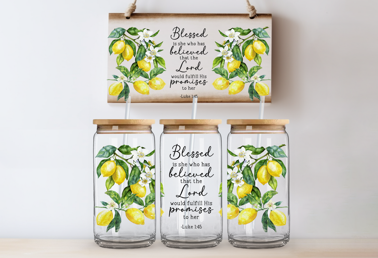 UVDTF 16oz CUP WRAP -Lemon Blessings Citrus Branch