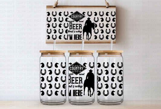 Country Music and Beer UVDTF 16oz CUP WRAP