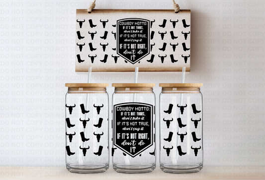 Cowboy Motto UVDTF 16oz CUP WRAP