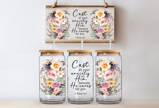 UVDTF 16oz CUP WRAP -Cast Your Cares Floral