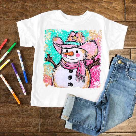 Snowman Pink cowboy Hat