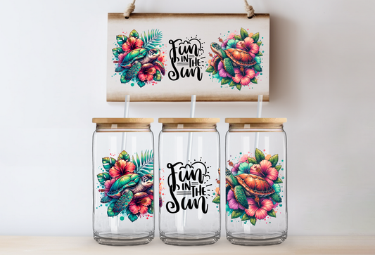 UVDTF 16oz CUP WRAP - Fun  in the Sun Sea Turtles
