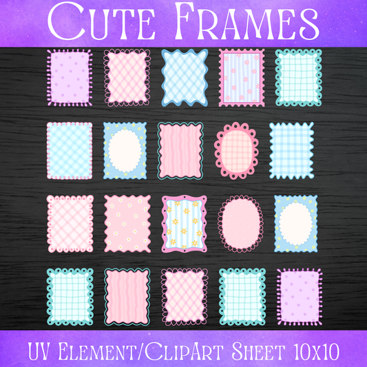 UVDTF 10x10 Element/Clipart Sheet - Cute Frames