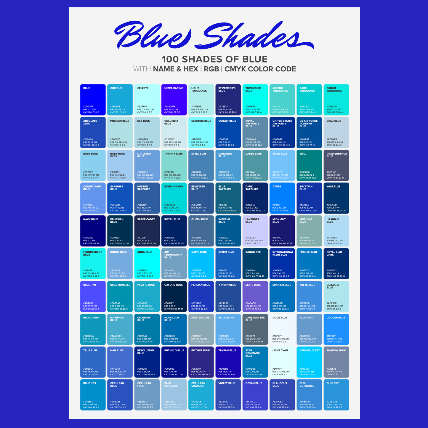 Blue Hex Code Chart