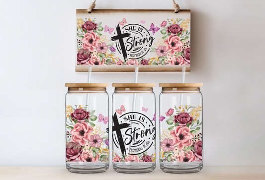 She is strong UVDTF 16oz CUP WRAP