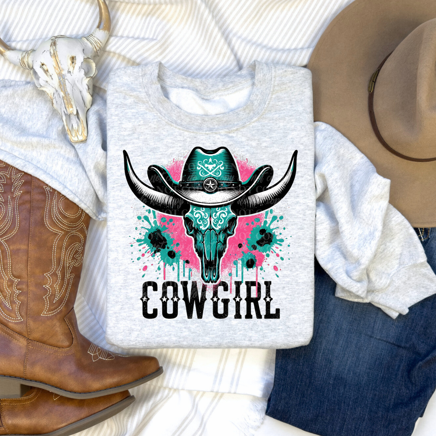 Teal Skull Cowgirl