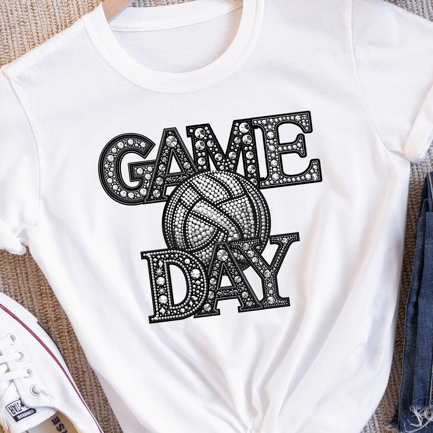 Game Day Rhinestone- volleyball