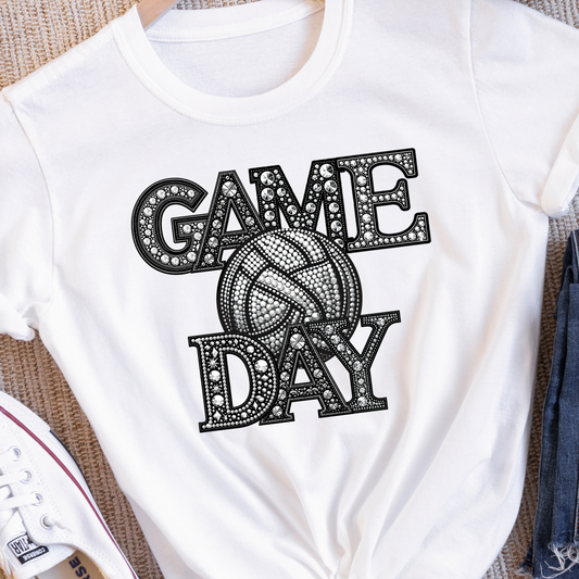 Game Day Rhinestone- volleyball