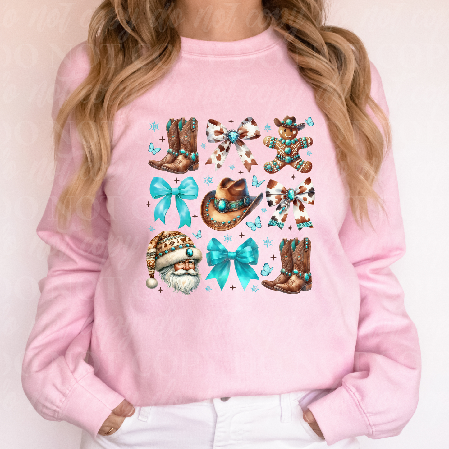 Teal Conchos boots Hats bows