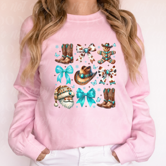 Teal Conchos boots Hats bows