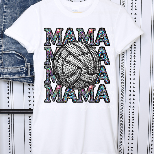 Mama Stack Colorful Rhinestone- Volleyball