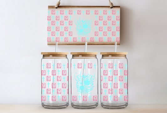 UVDTF 16oz CUP WRAP - God Is Good Pink and Blue