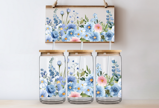 UVDTF 16oz CUP WRAP - Blue Floral