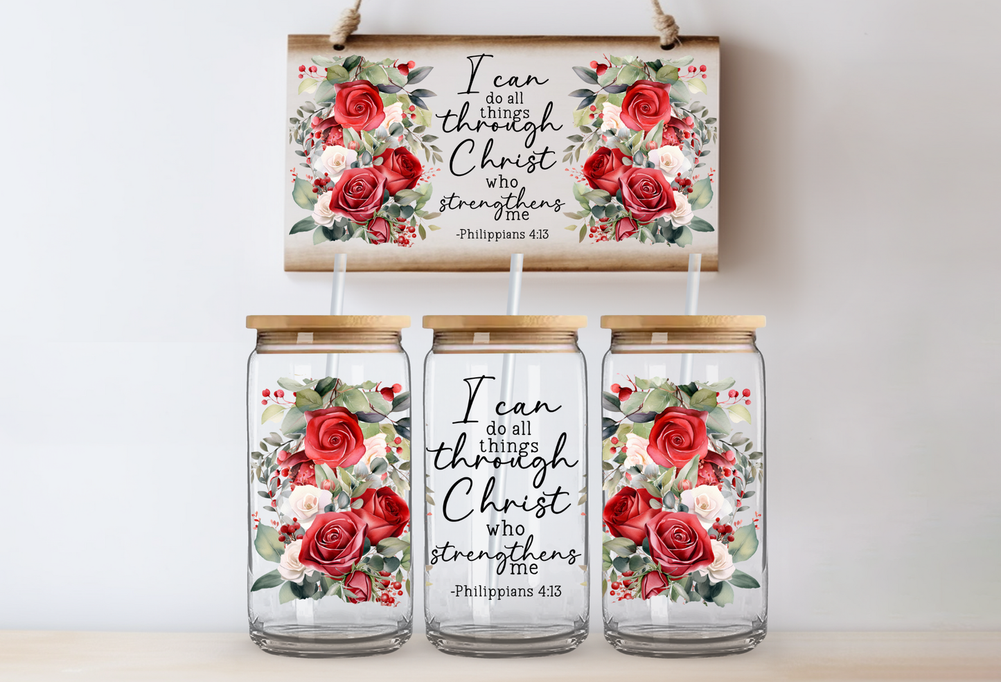 UVDTF 16oz CUP WRAP -I can do all things through Christ