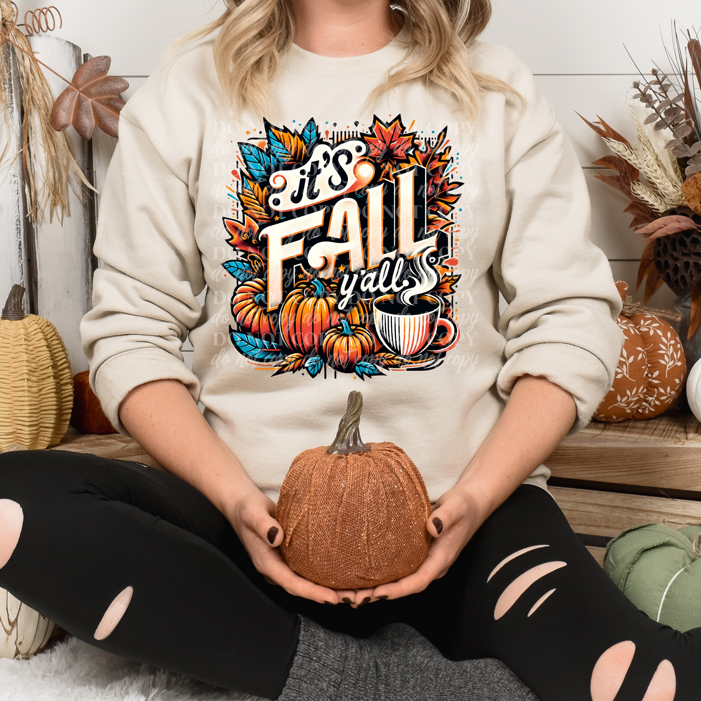 It's Fall Y'all-teal & pumpkins