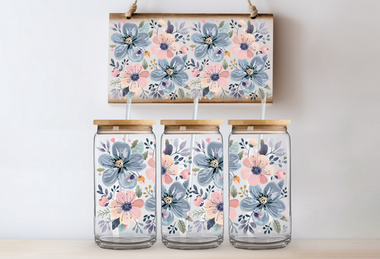 UVDTF 16oz CUP WRAP - Pink and Blue Wildflowers