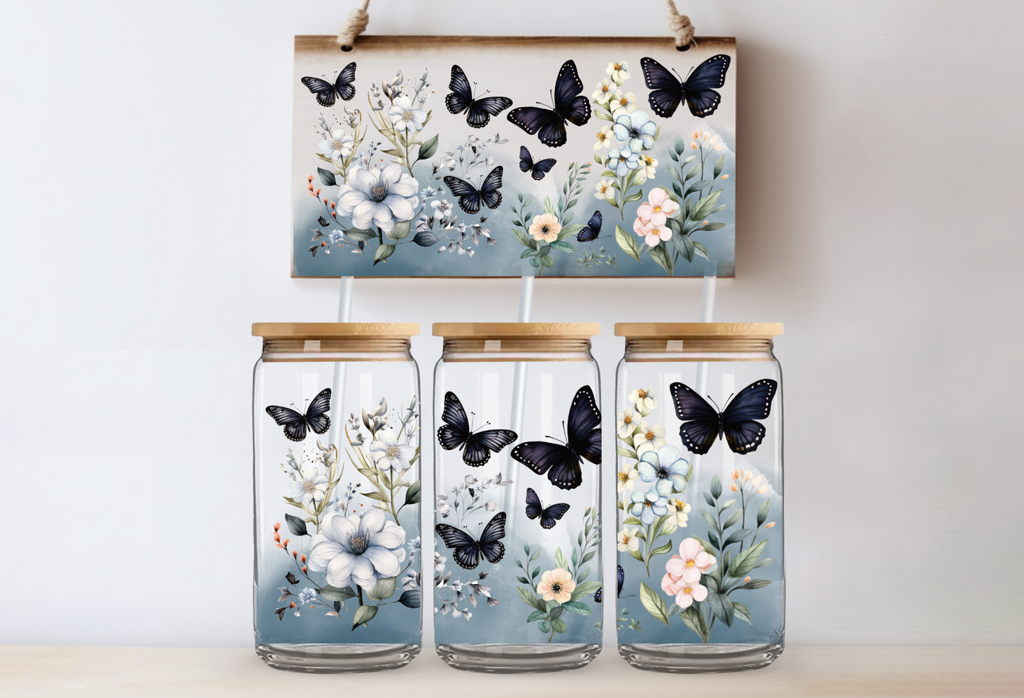 UVDTF 16oz CUP WRAP - Black Butterfly